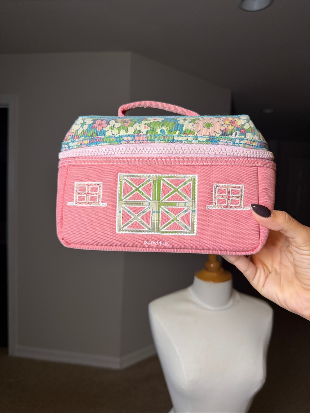 GAP Pink Floral Top Travel Cosmetic Case
